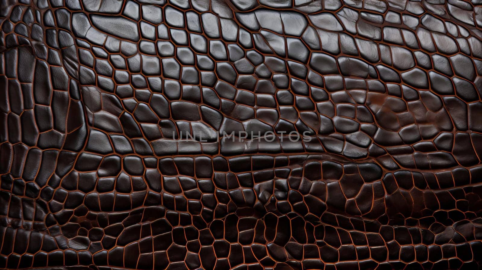 Beautiful luxury brown alligator skin background, surface graceful textured background, leather texture, copy space, close-up, macro