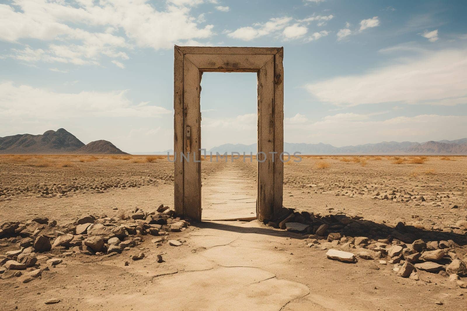 An old ramshackle doorway in the middle of nowhere.