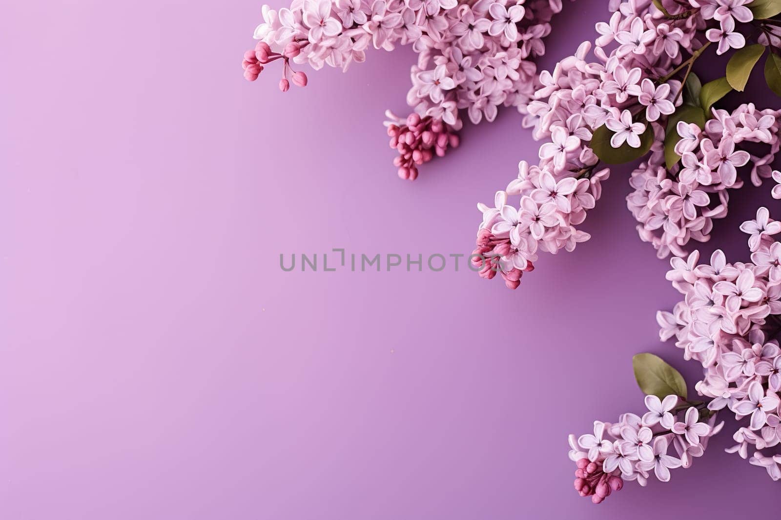 Spring background with a lilac branch on the right and space for text.