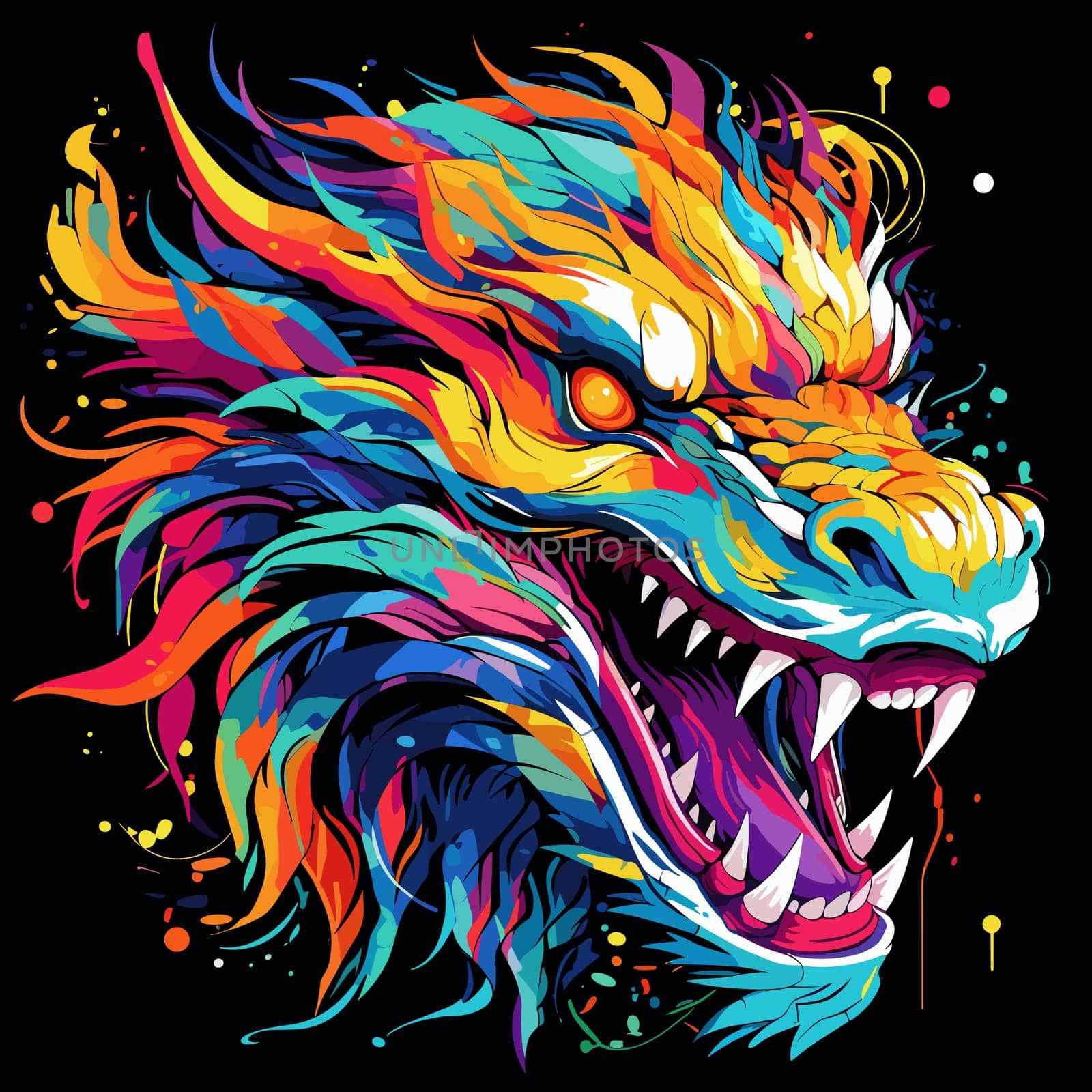 Portrait of a fairy dragon in psychedelic vector pop art style.  by palinchak