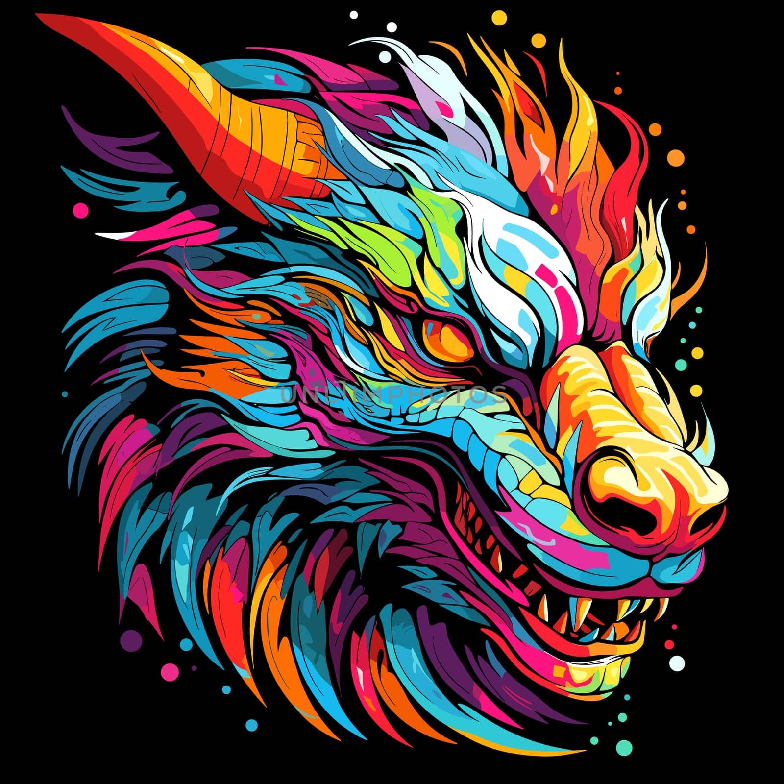 Portrait of a fairy dragon in psychedelic vector pop art style.  by palinchak
