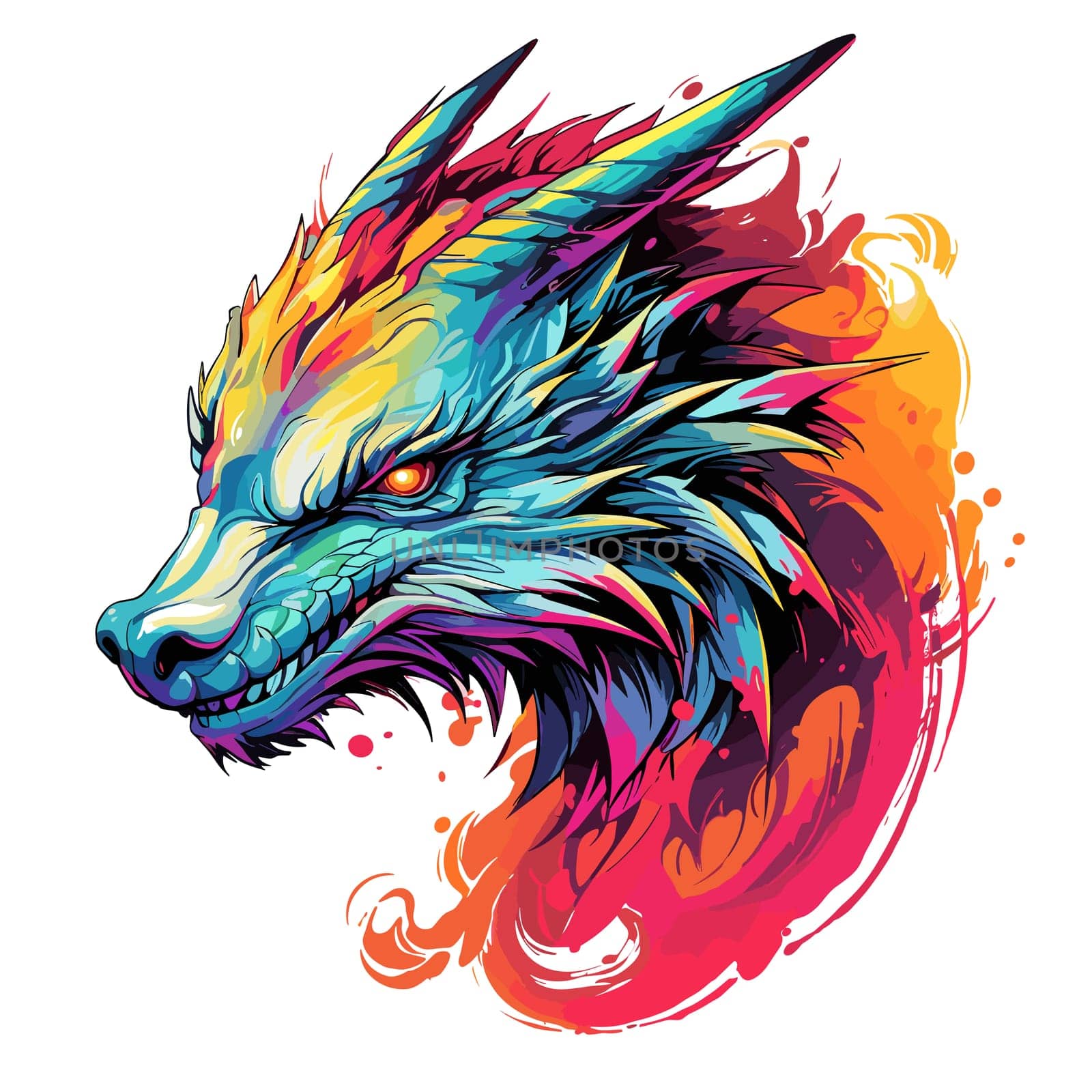 Portrait of a fairy dragon in psychedelic vector pop art style.  by palinchak