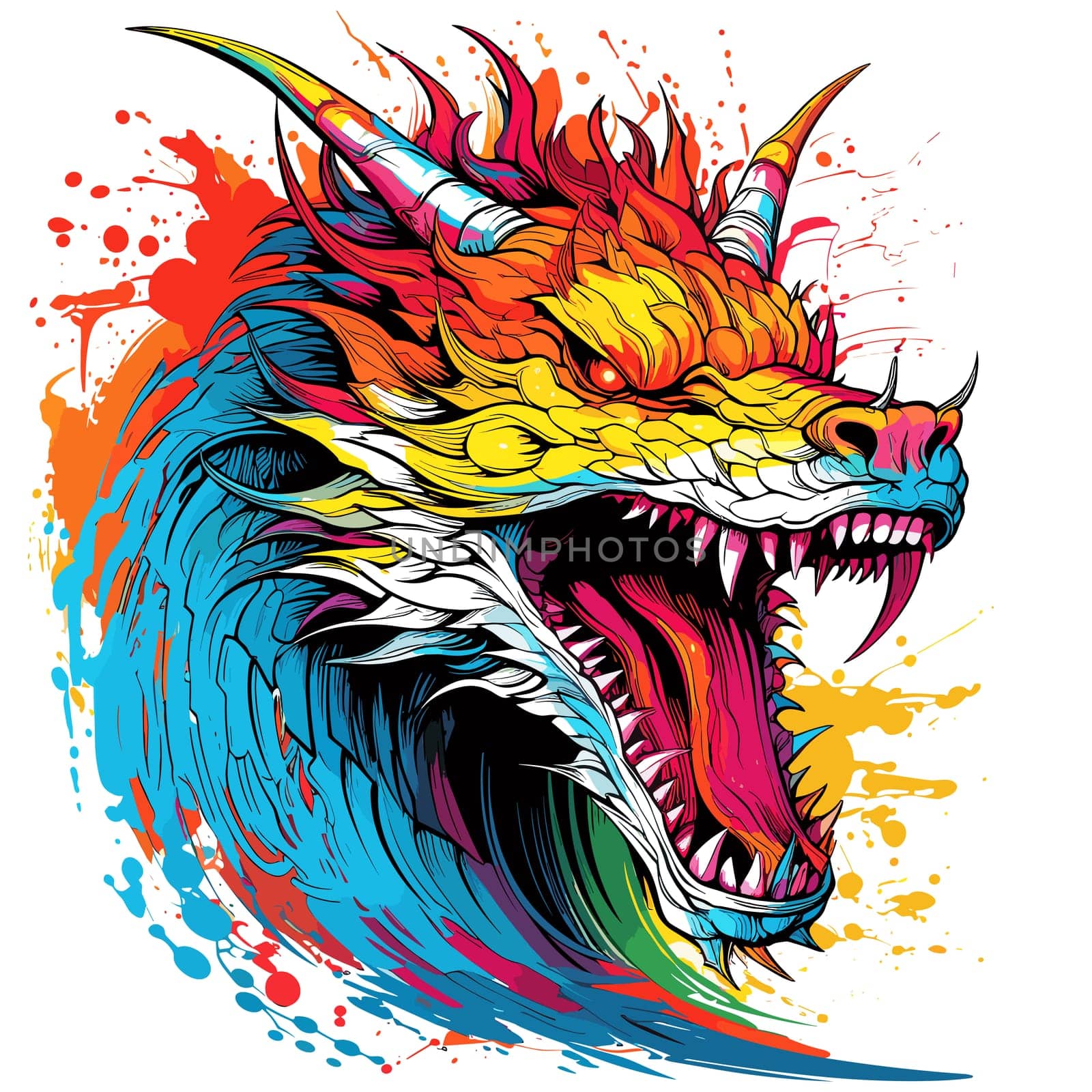 Portrait of a fairy dragon in psychedelic vector pop art style.  by palinchak