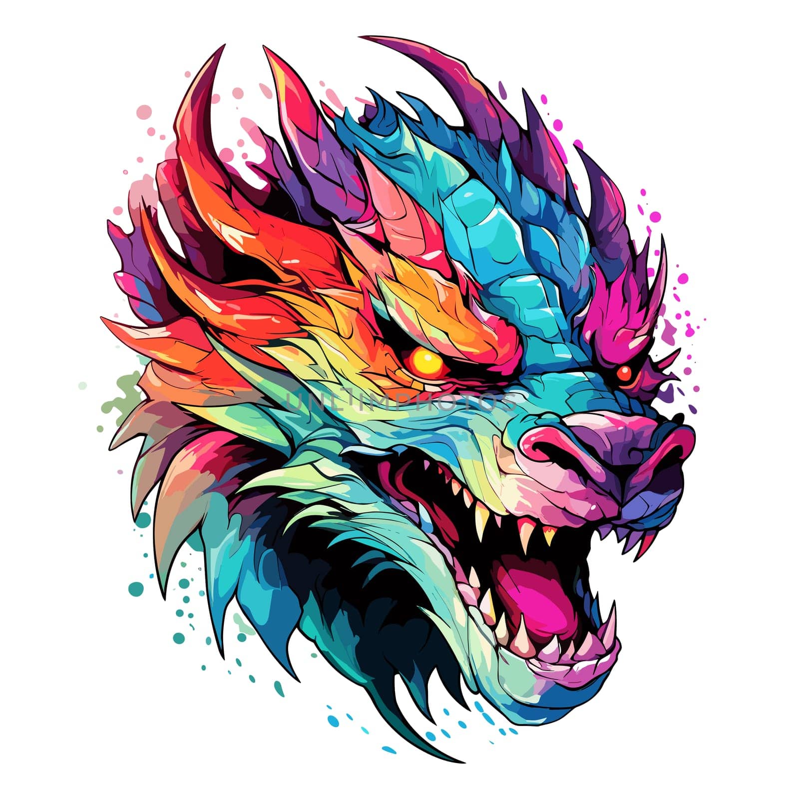 Portrait of a fairy dragon in psychedelic vector pop art style.  by palinchak