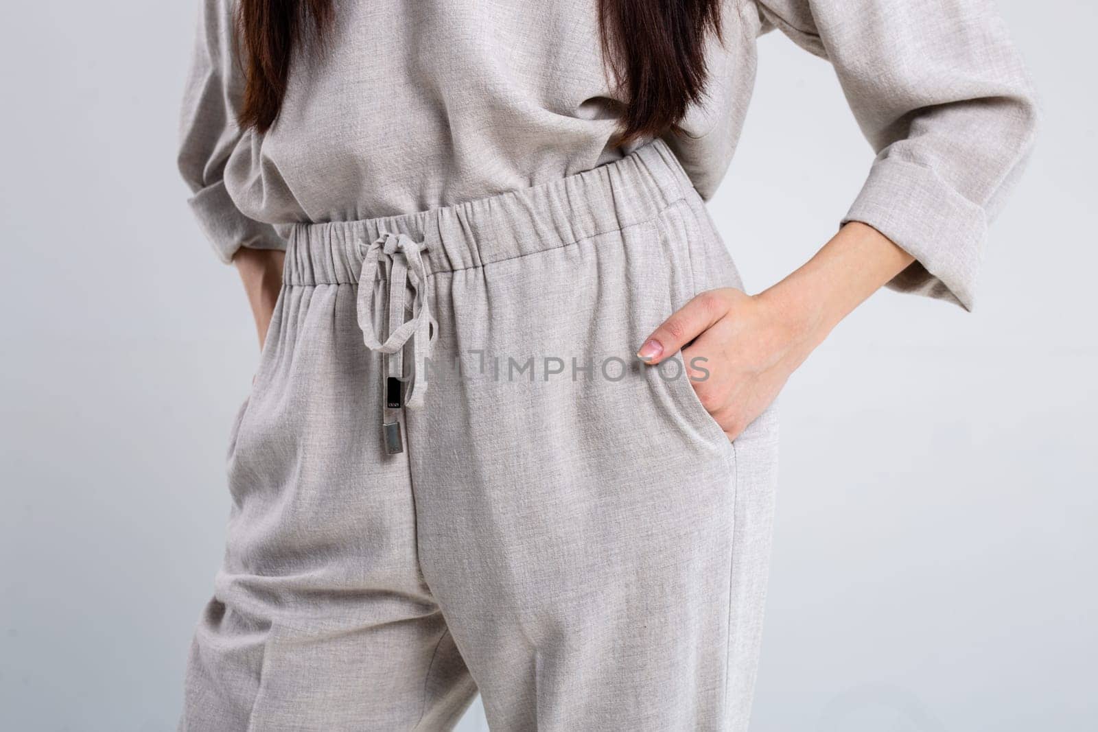 Stylish Linen Pantsuit with Relaxed Fit, Ideal for Casual or Office Look, Various Colors and Sizes by Pukhovskiy