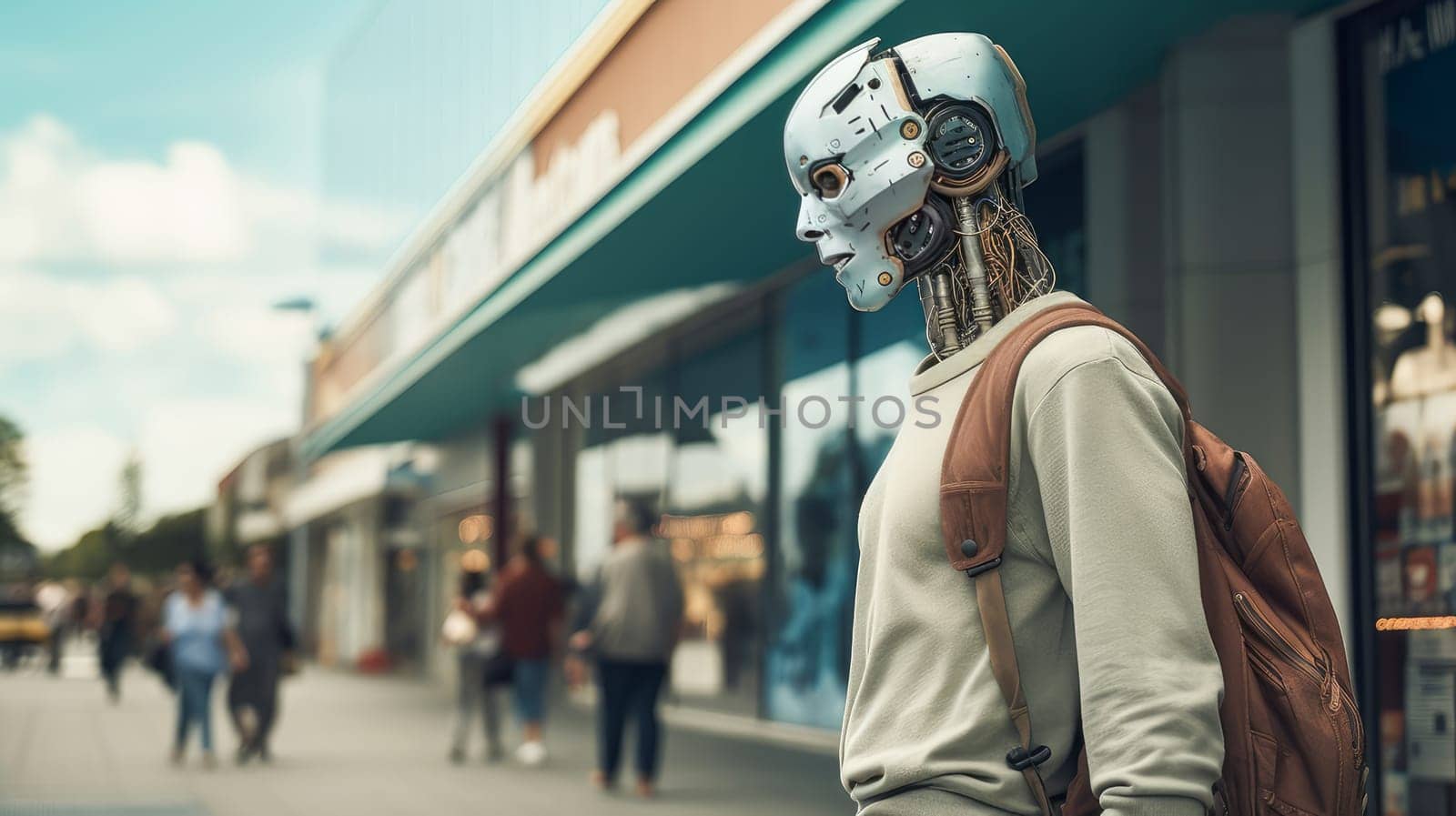 Cyborg robot in the middle of the city by Alla_Yurtayeva