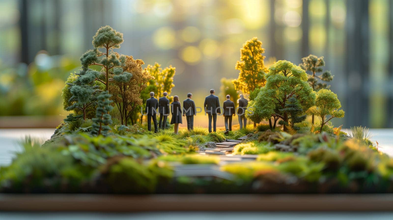 A model of group of individuals are gathered amidst the natural landscape of the forest by richwolf