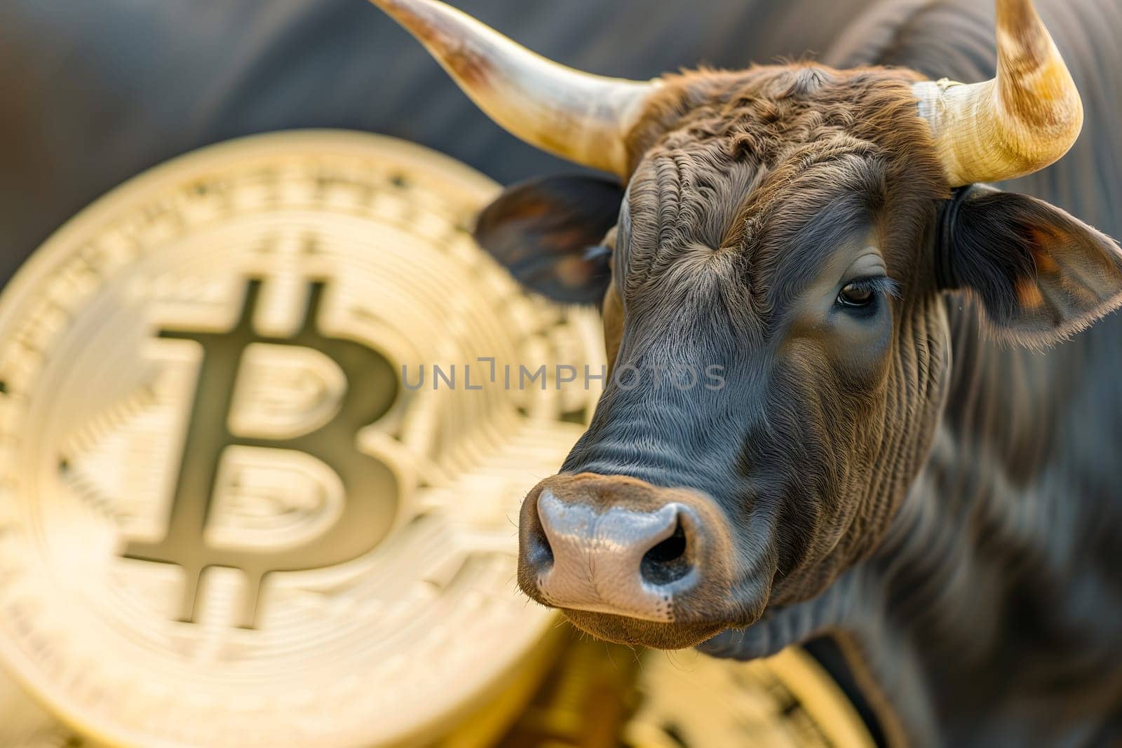 Bull with bitcoin. Bullish trend concept. by z1b