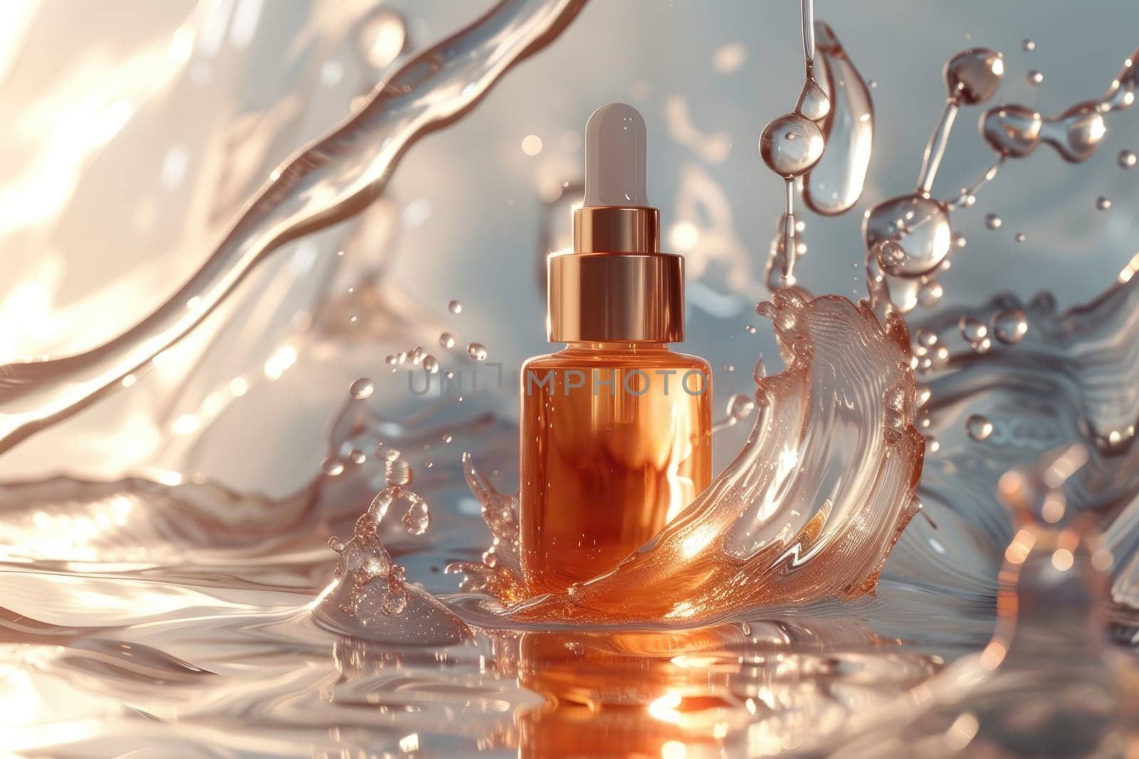 Serum glass bottle and skincare. cosmetic concept. Generative AI.