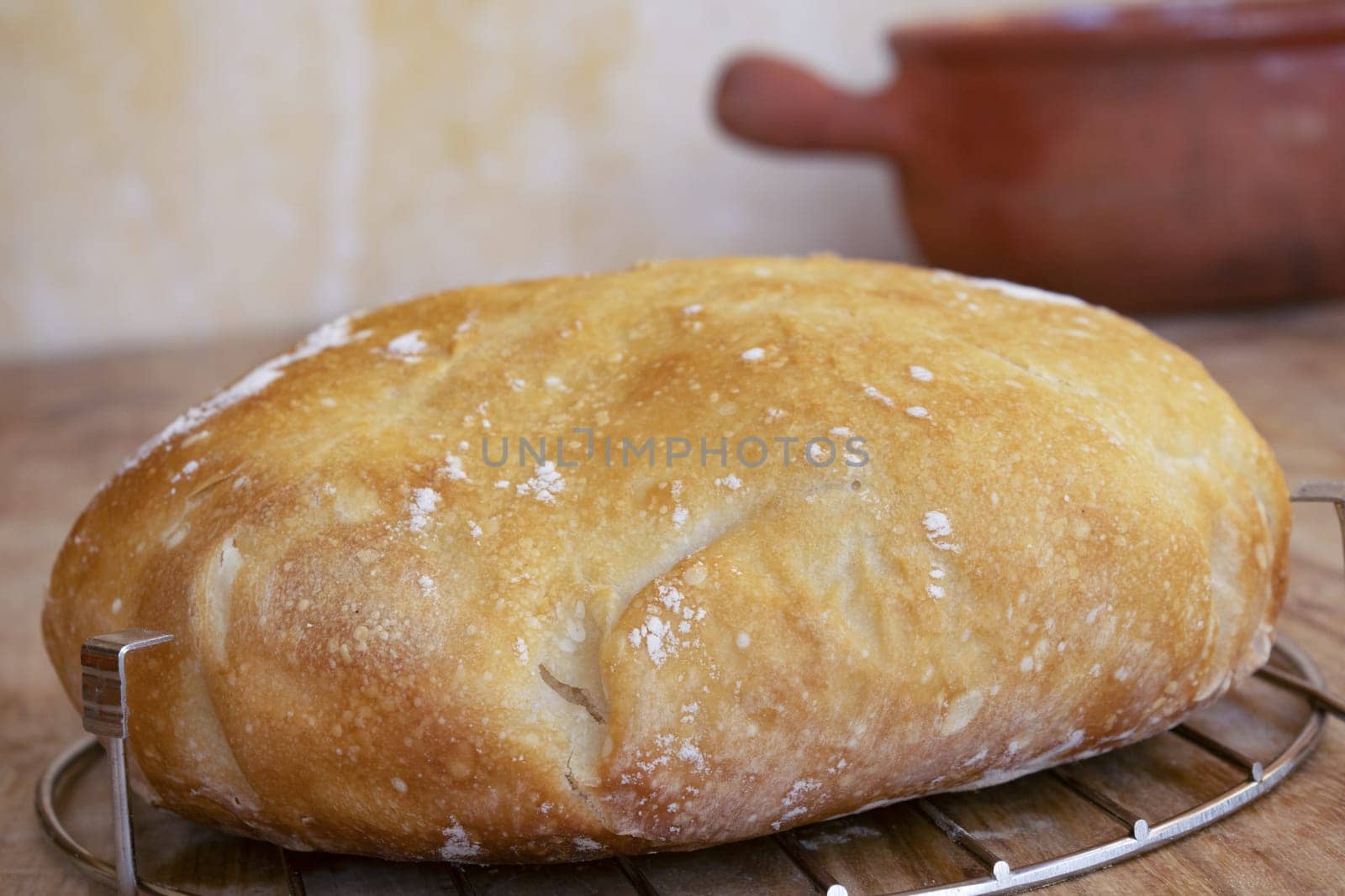 loaf of homemade bread freshly baked and still warm