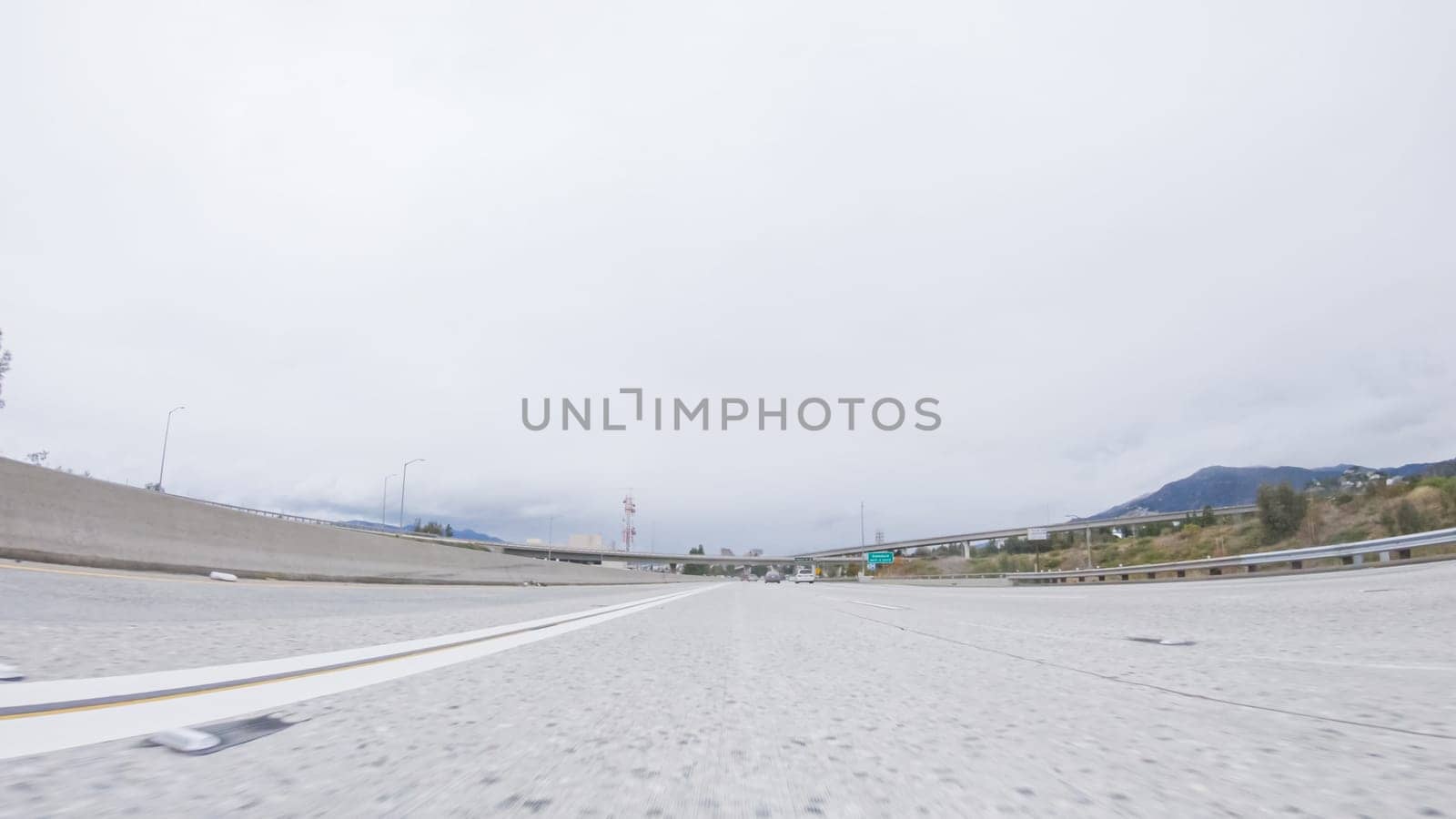 Cruising on California's HWY 134 near Pasadena amid a cloudy winter day.