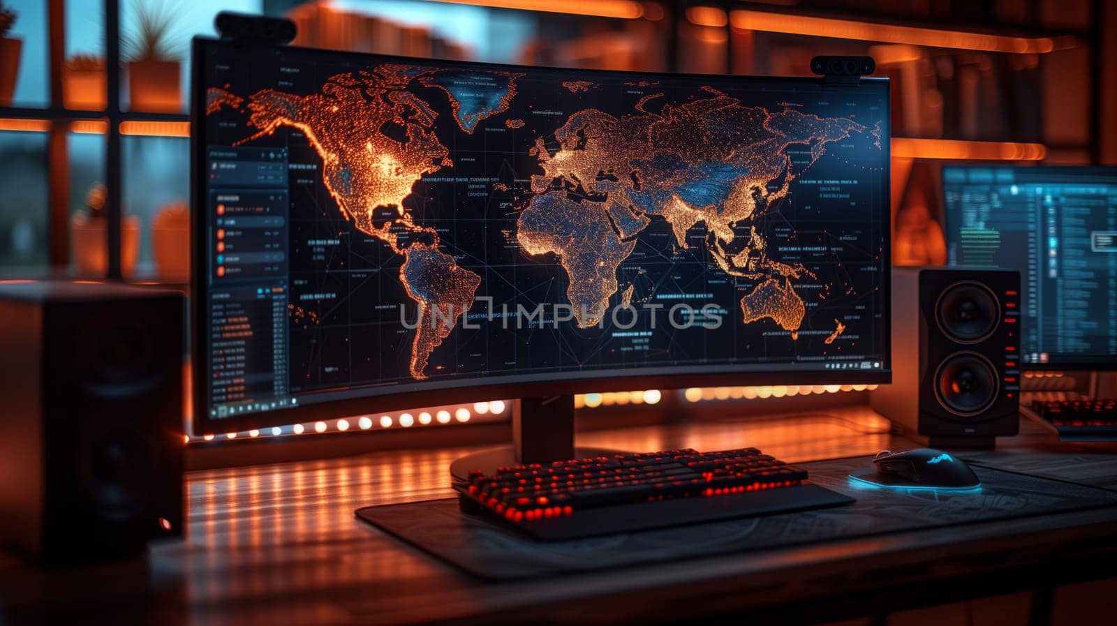 a computer monitor with a map of the world on it by richwolf