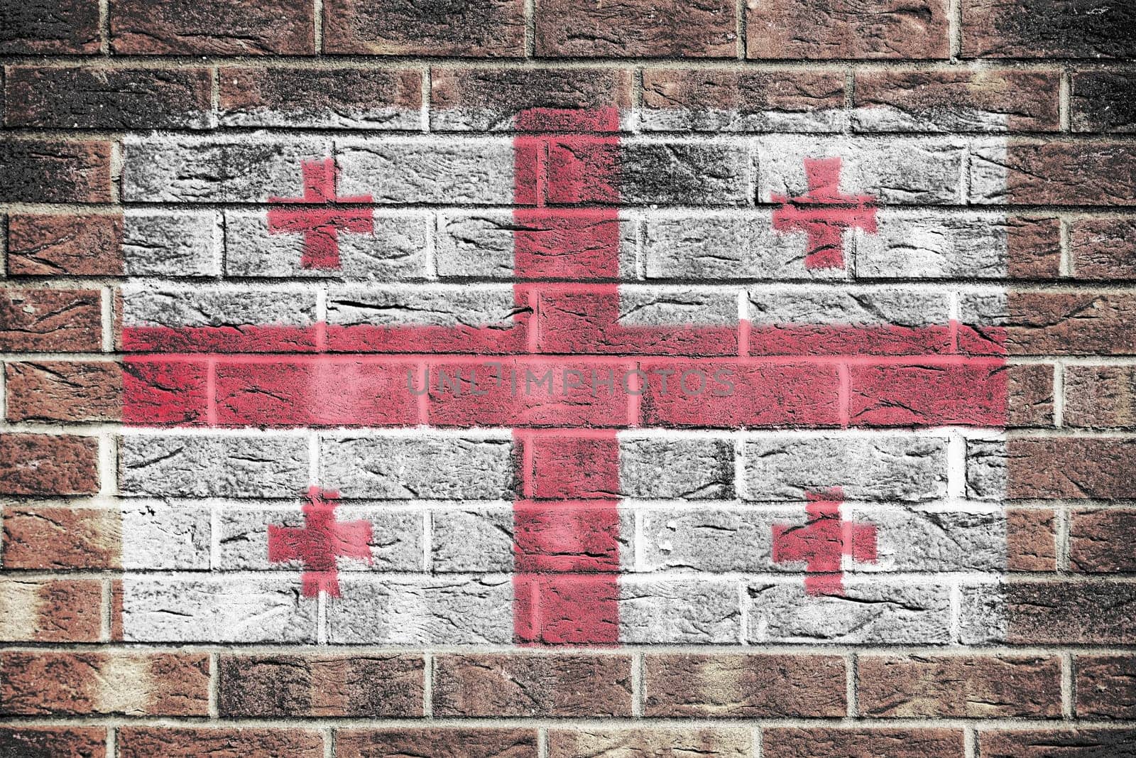 Georgia flag painted on brick wall background by VivacityImages