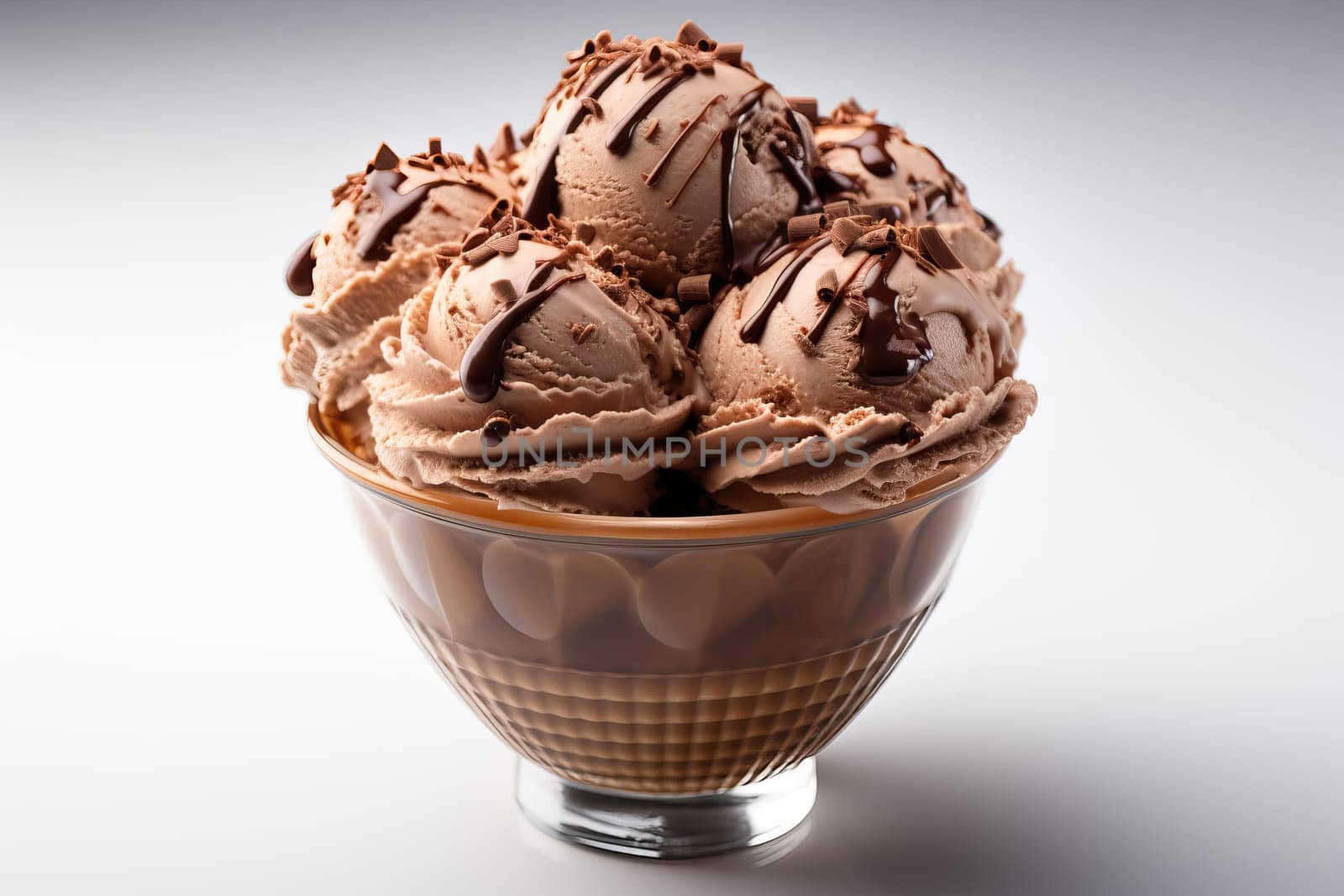 Chocolate scoops of ice cream in a waffle cup isolated on a white background. by Niko_Cingaryuk