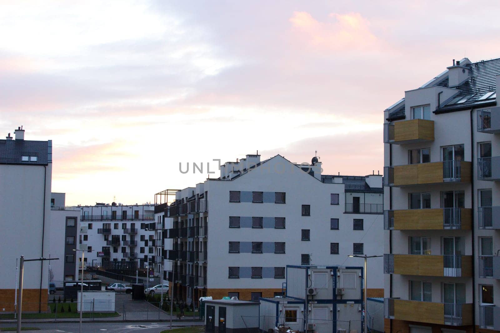 High-rise buildings in a big city in the evening. High quality photo