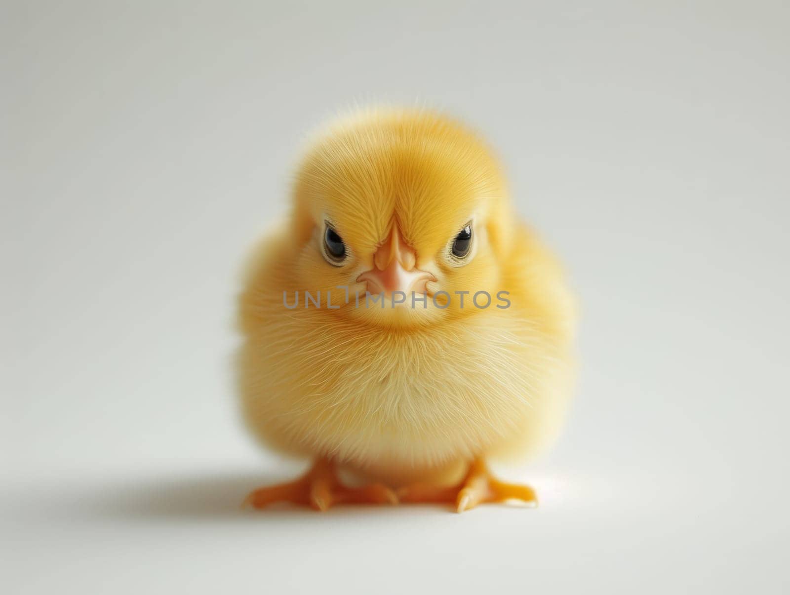 Cute Fluffy Yellow Chick on White Background. Easter Concept. Ai generated