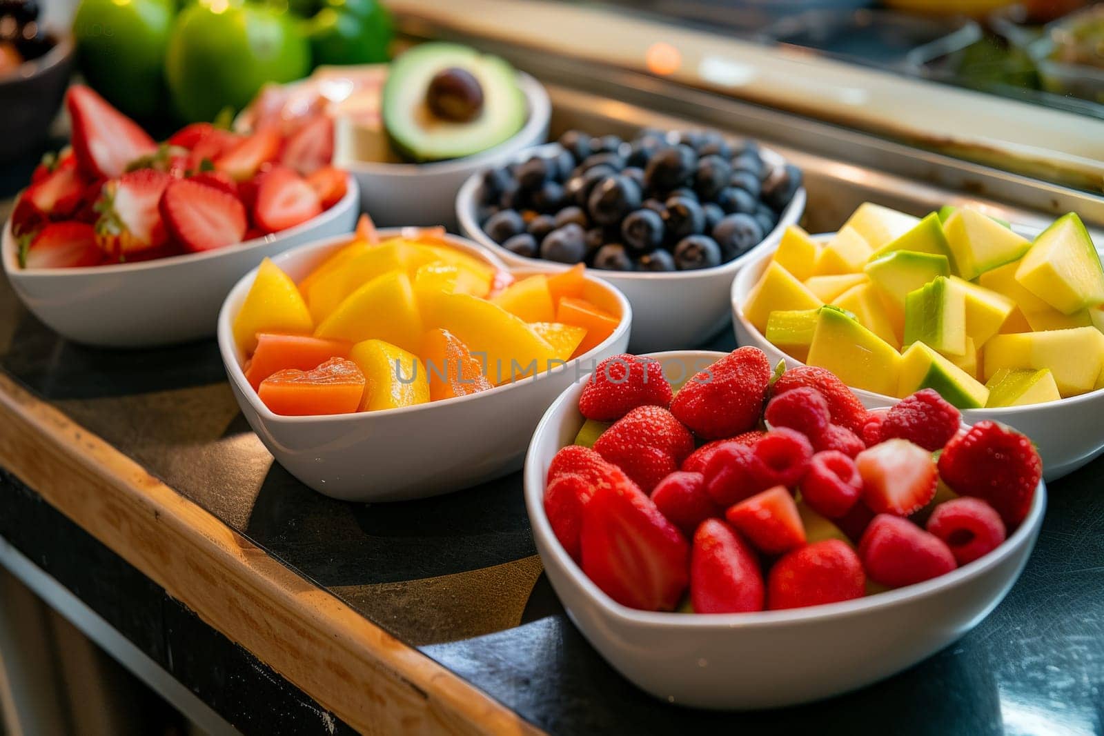 Colorful Healthy Food Heart Bowls, Generative AI.