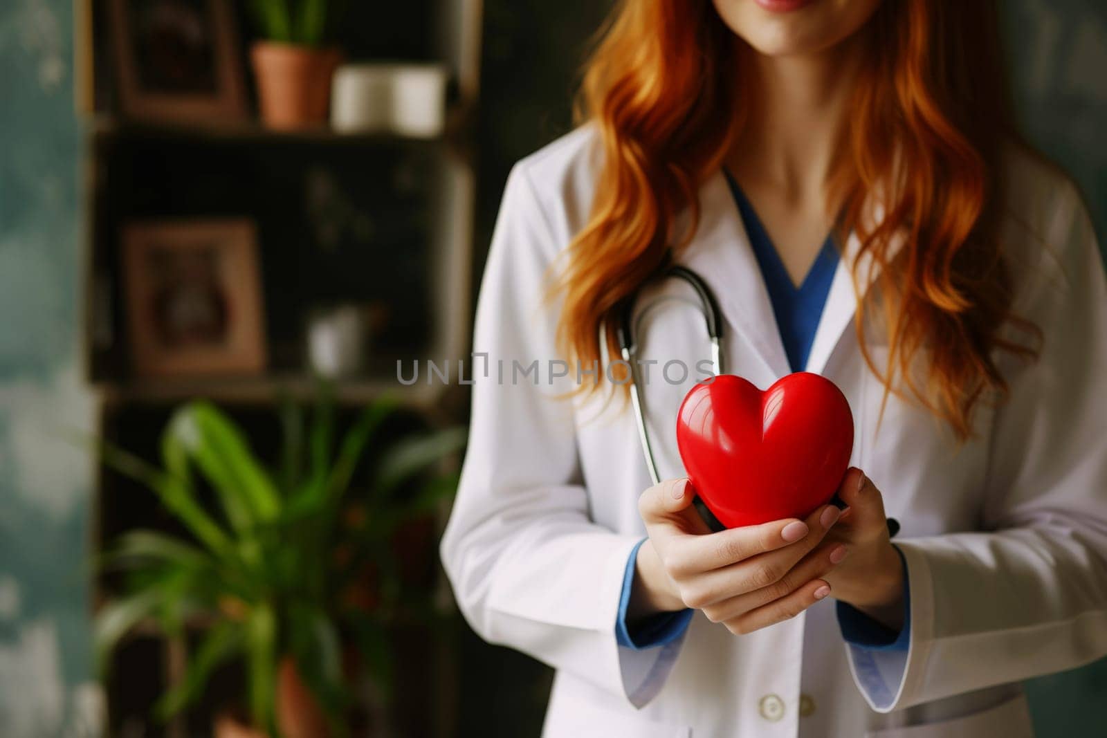Doctor's Hand Holds Symbolic Red Heart on World Heart Day - Generative ai.