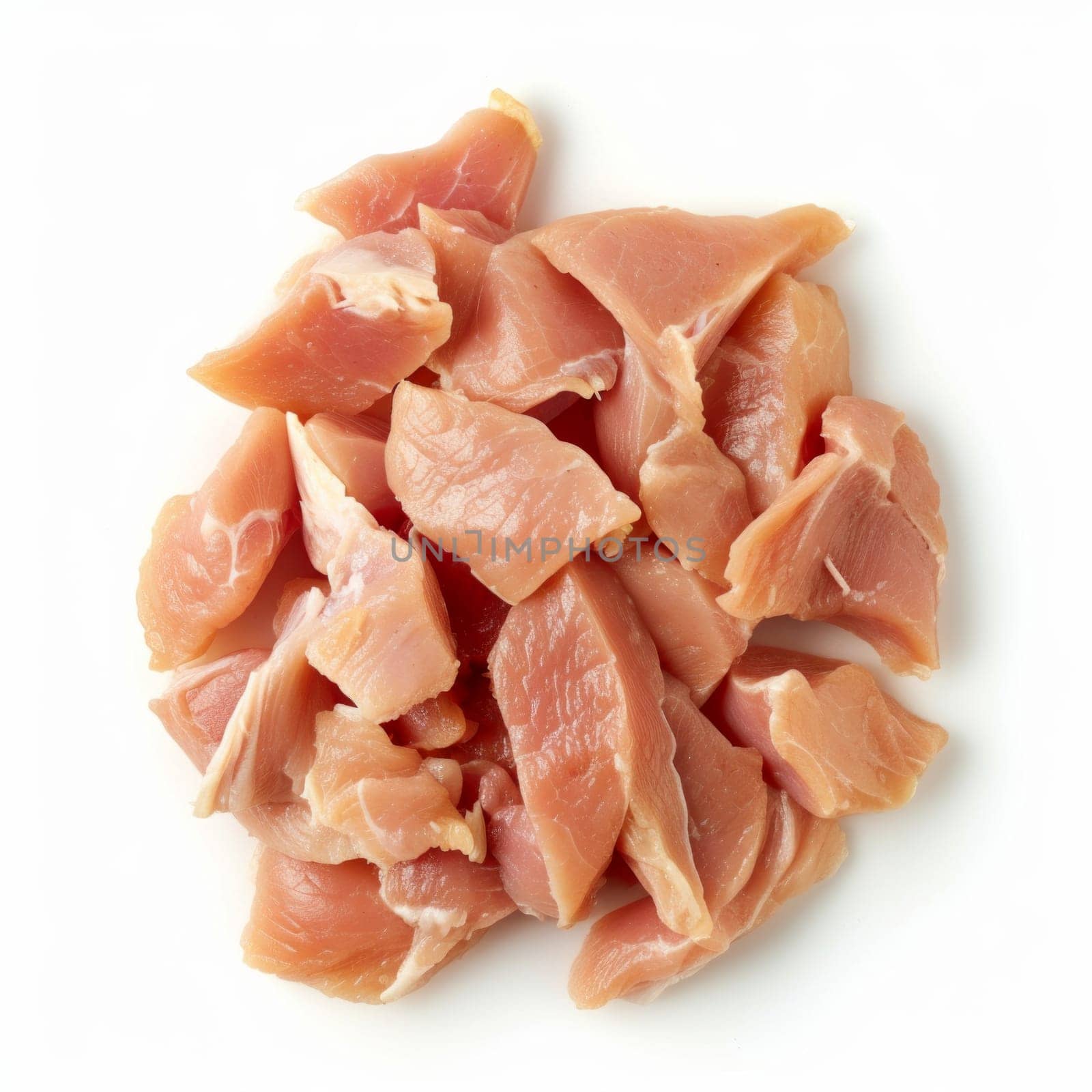 raw chicken pieces isolated on white background.