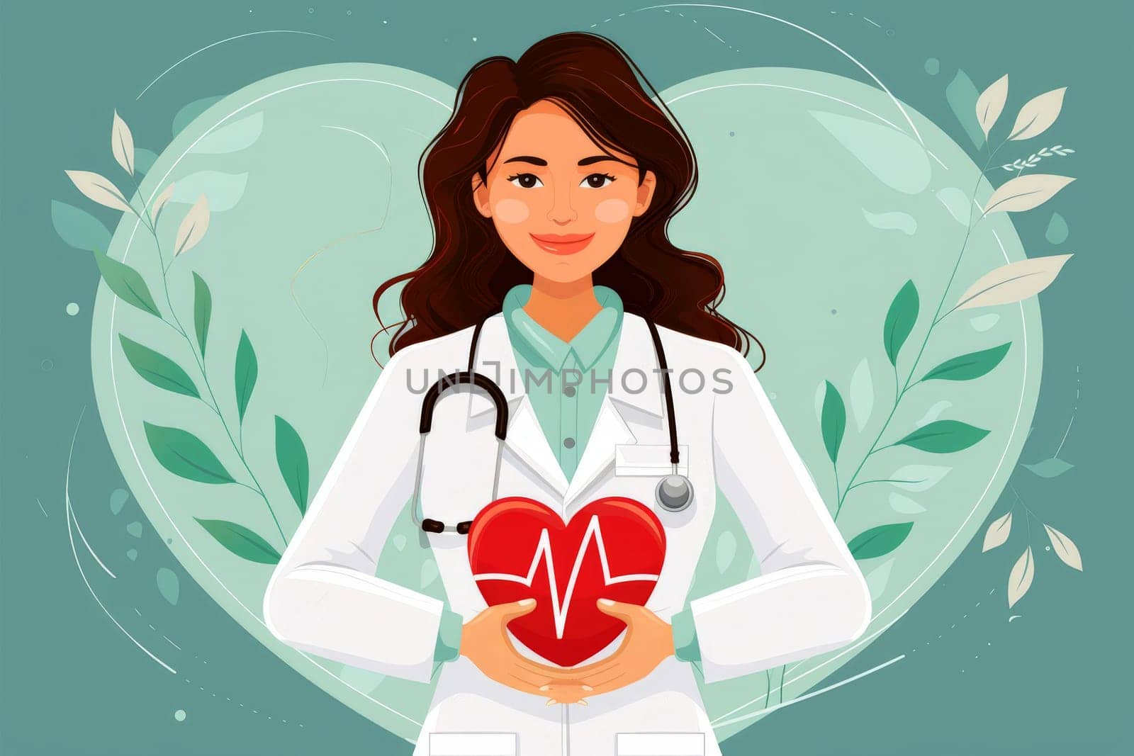 Doctor's Hand Holds Symbolic Red Heart on World Heart Day - Generative ai by matamnad