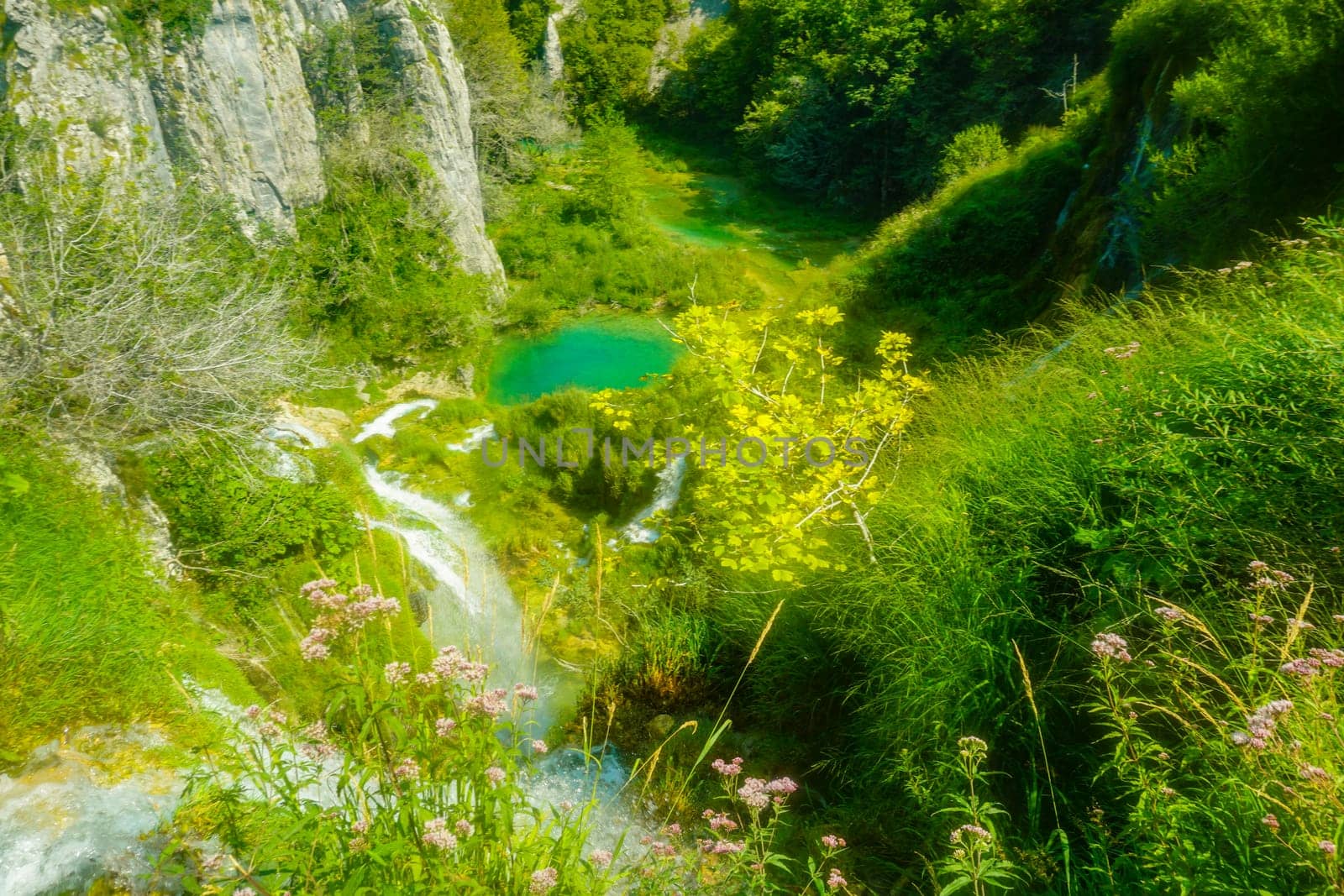 Beautiful view over Plitvice lakes by stan111