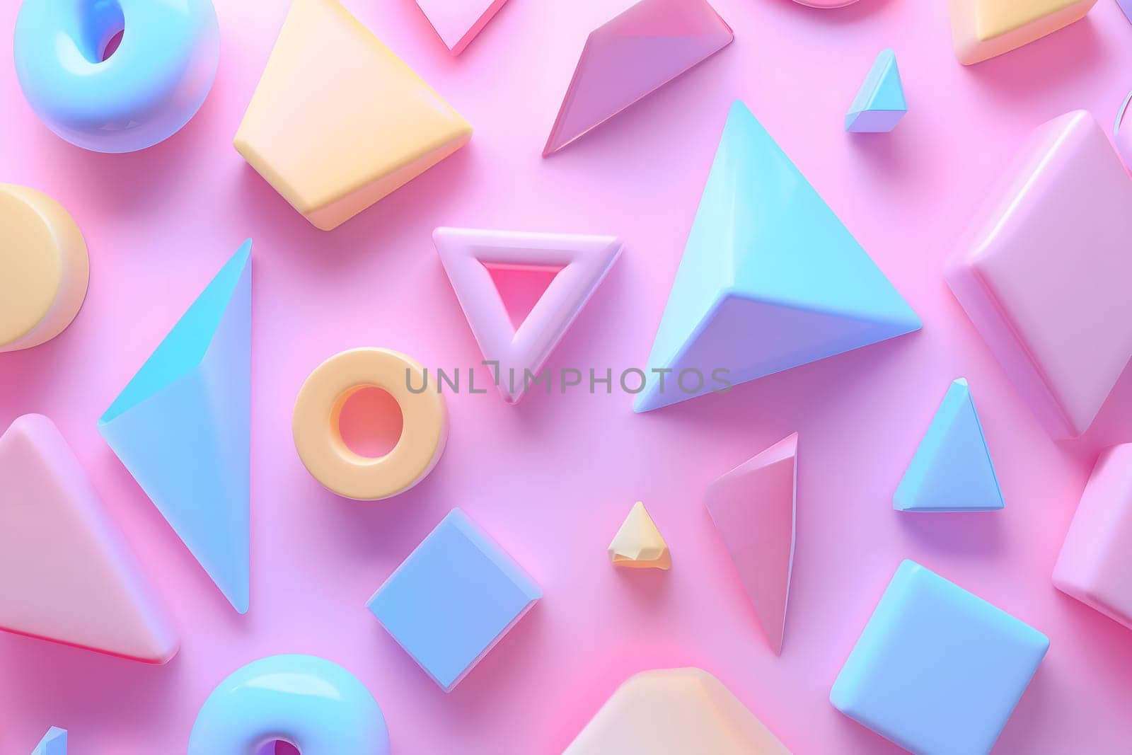 Pastel colored shapes background. Neural network generated in January 2024. Not based on any actual scene or pattern.