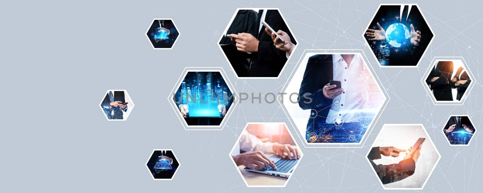 Communication technology , smart connection and people network technology kudos by biancoblue