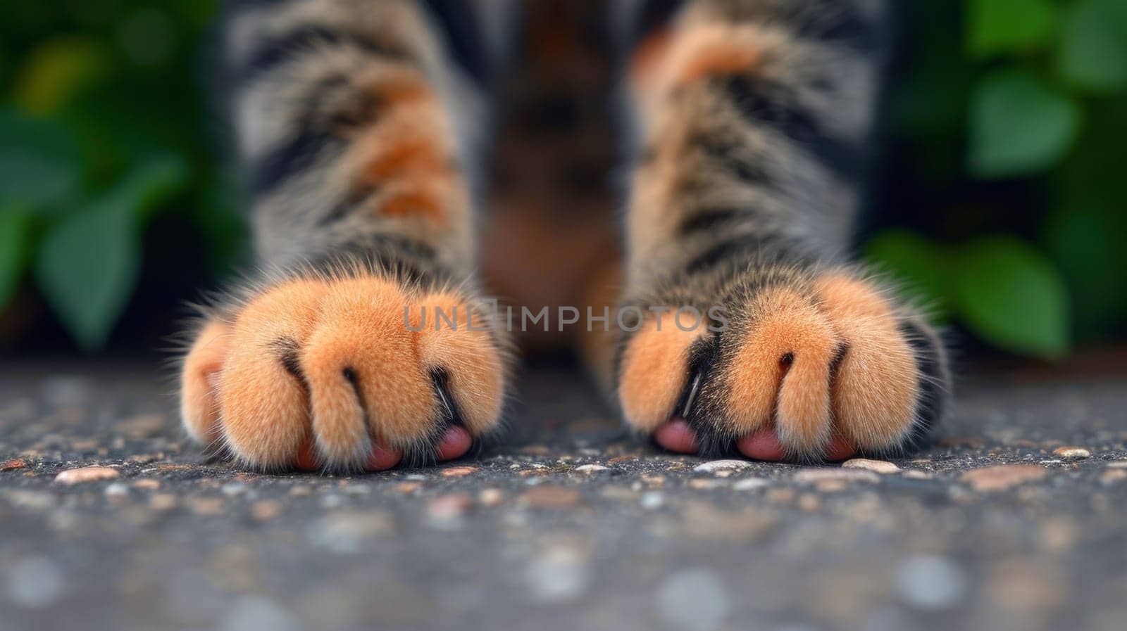 A close up of a cat's paw with its claws out