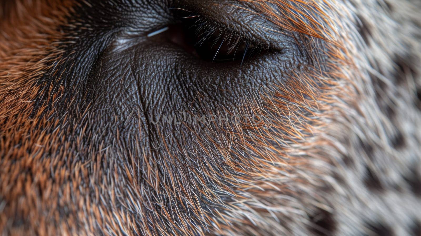 A close up of a giraffe's eye with its eyelids closed