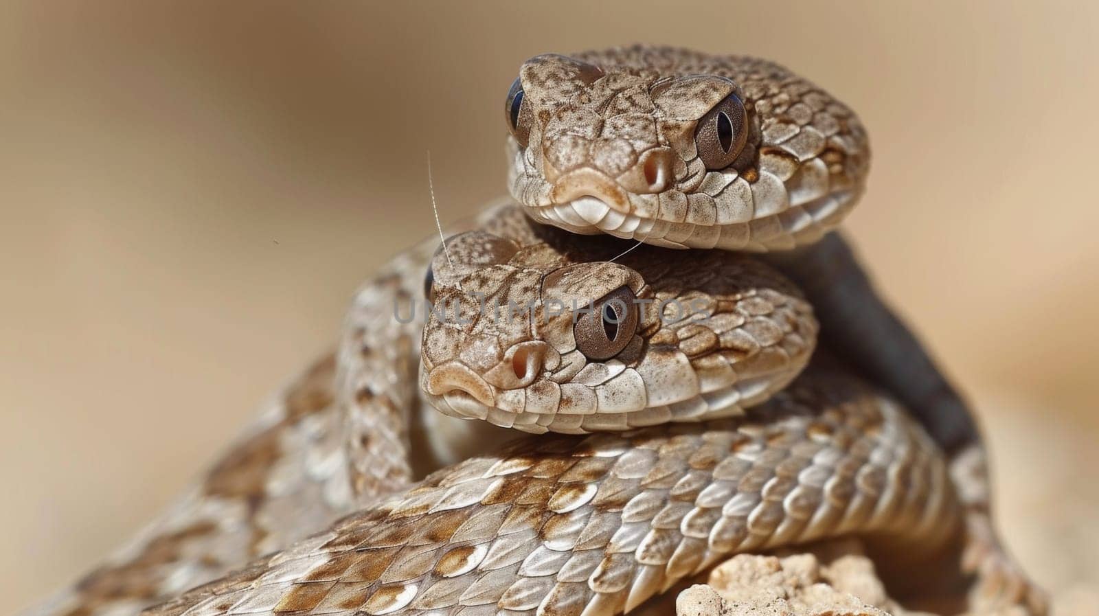 Two snakes are sitting on top of each other in a pile, AI by starush