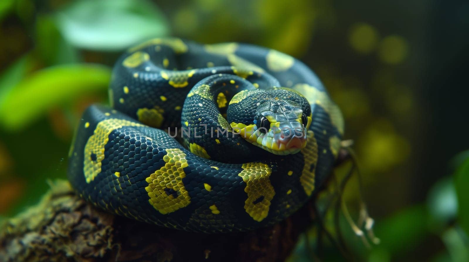 A snake with yellow and black spots on its body