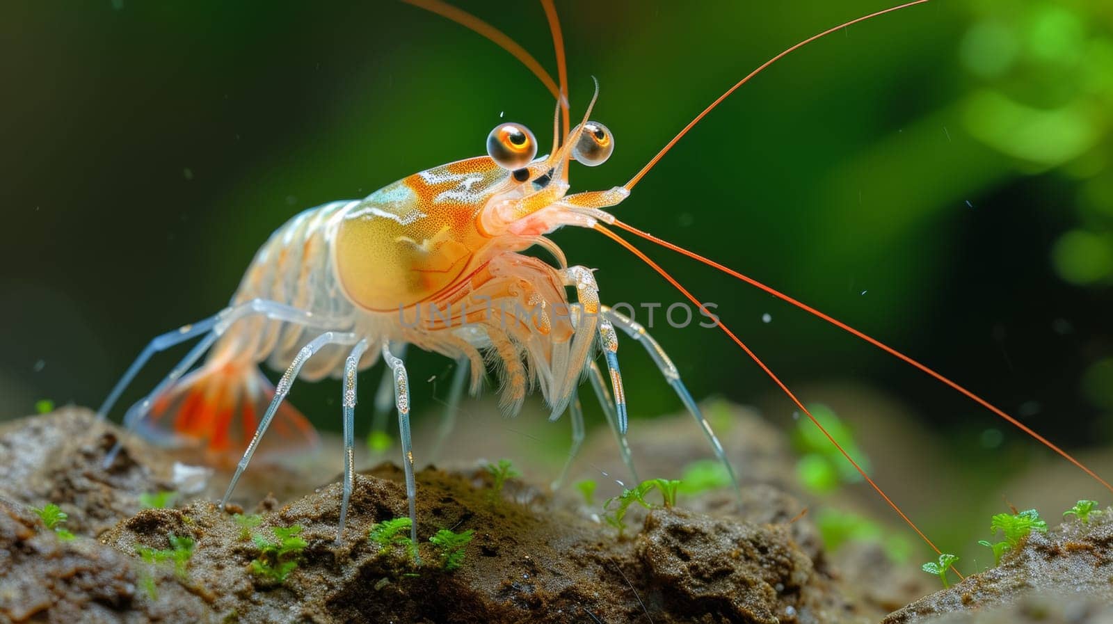 A shrimp with orange and white stripes on its body, AI by starush