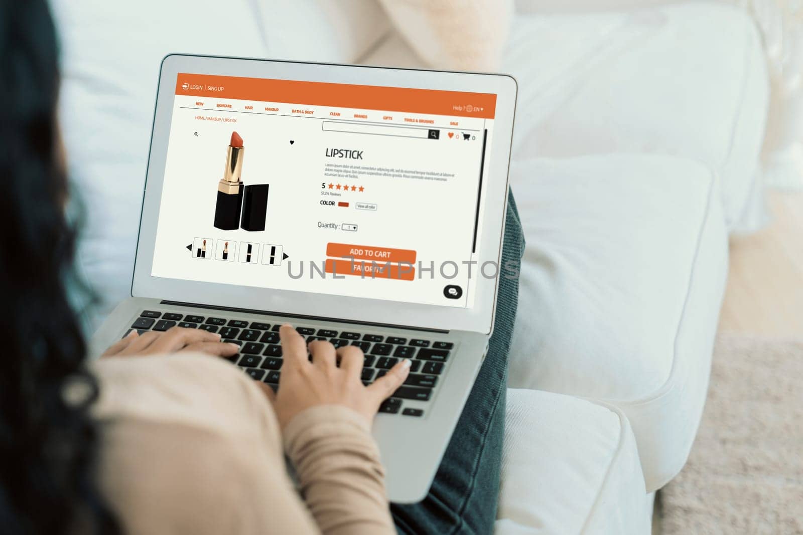 Woman shopping online on internet marketplace browsing for sale items for modern lifestyle and use credit card for online payment from wallet protected by crucial cyber security software