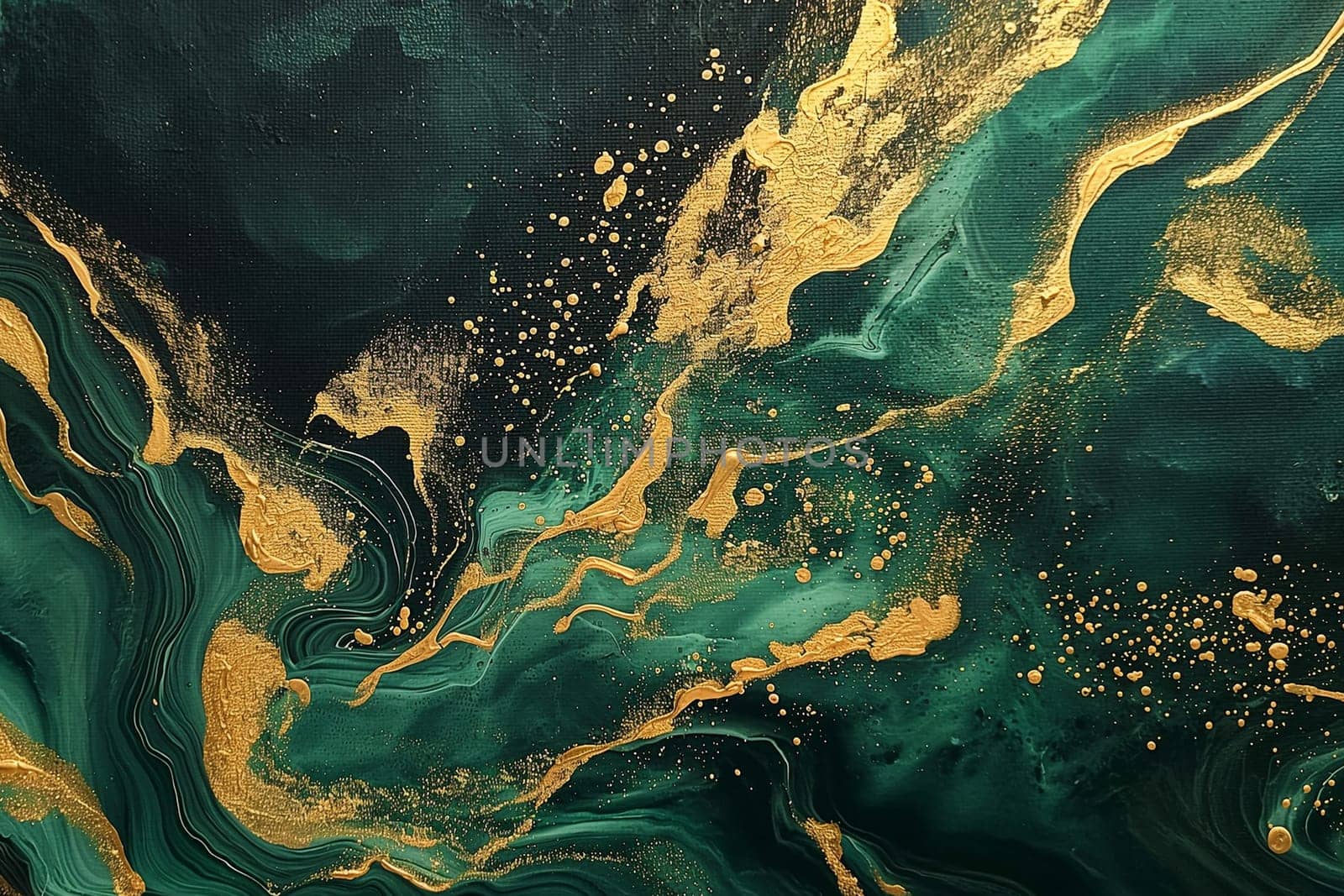 Elegant swirls of gold and teal in a luxurious abstract fluid art pattern by kizuneko