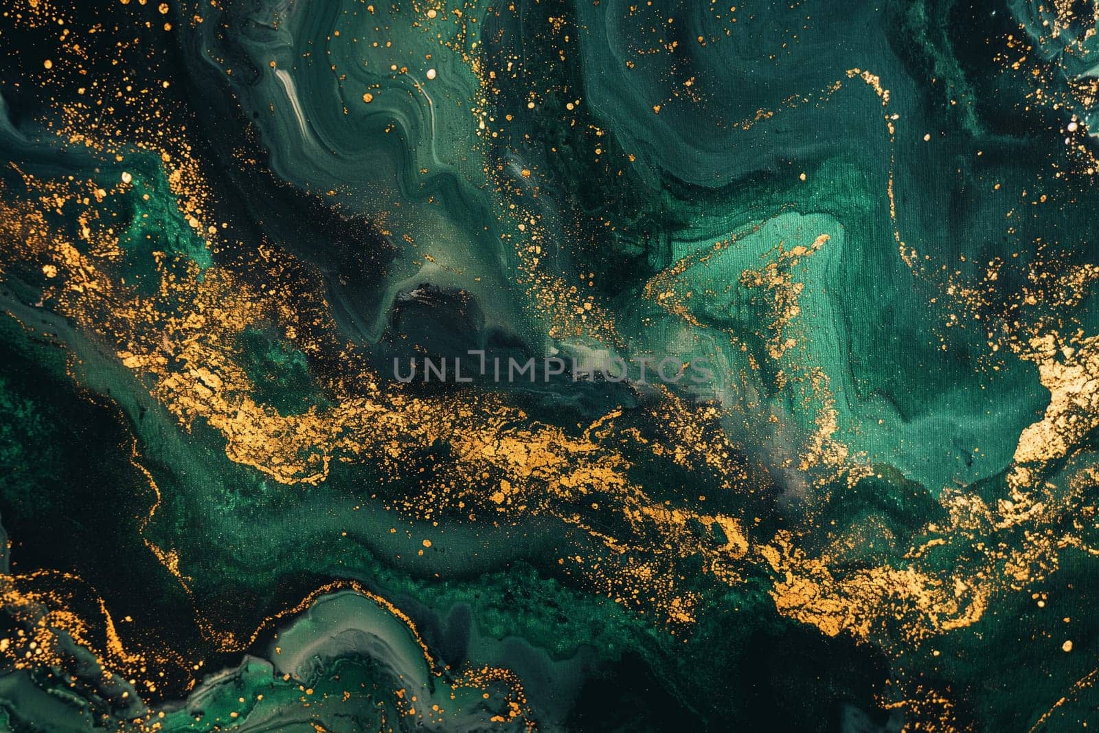Elegant swirls of gold and teal in a luxurious abstract fluid art pattern. High quality photo