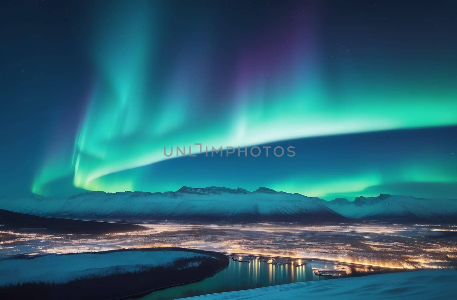 Northern Lights in the sky, beautiful optical phenomenon in the north, natural background.