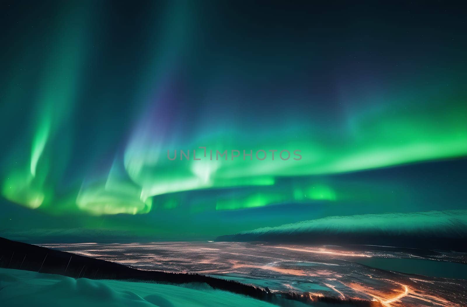 Northern Lights in the sky, beautiful optical phenomenon in the north, natural background by claire_lucia