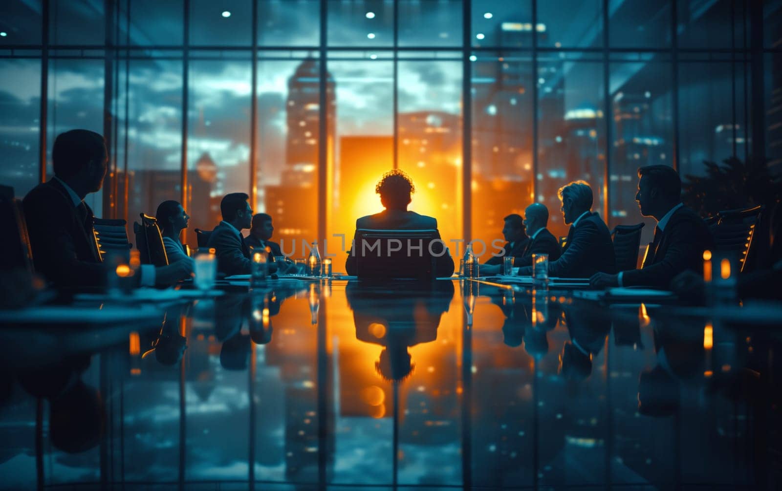 Business people meeting at a conference room in the city building by richwolf