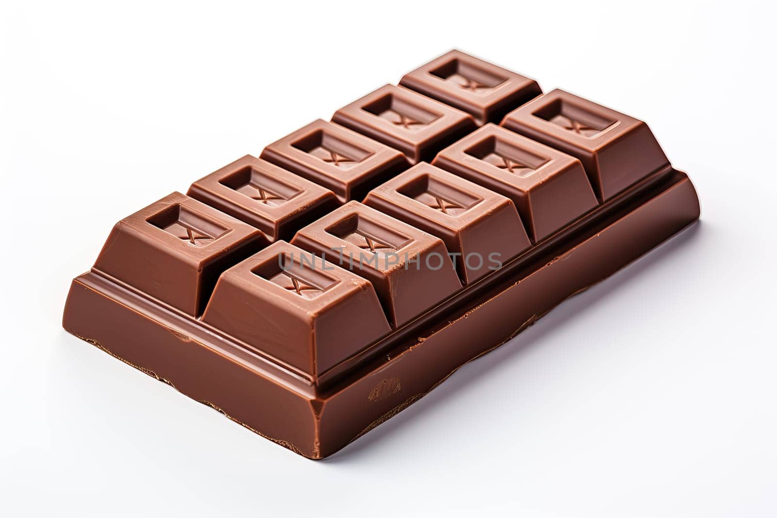 Bar of chocolate on a white background, milk chocolate with copy space on a white background.