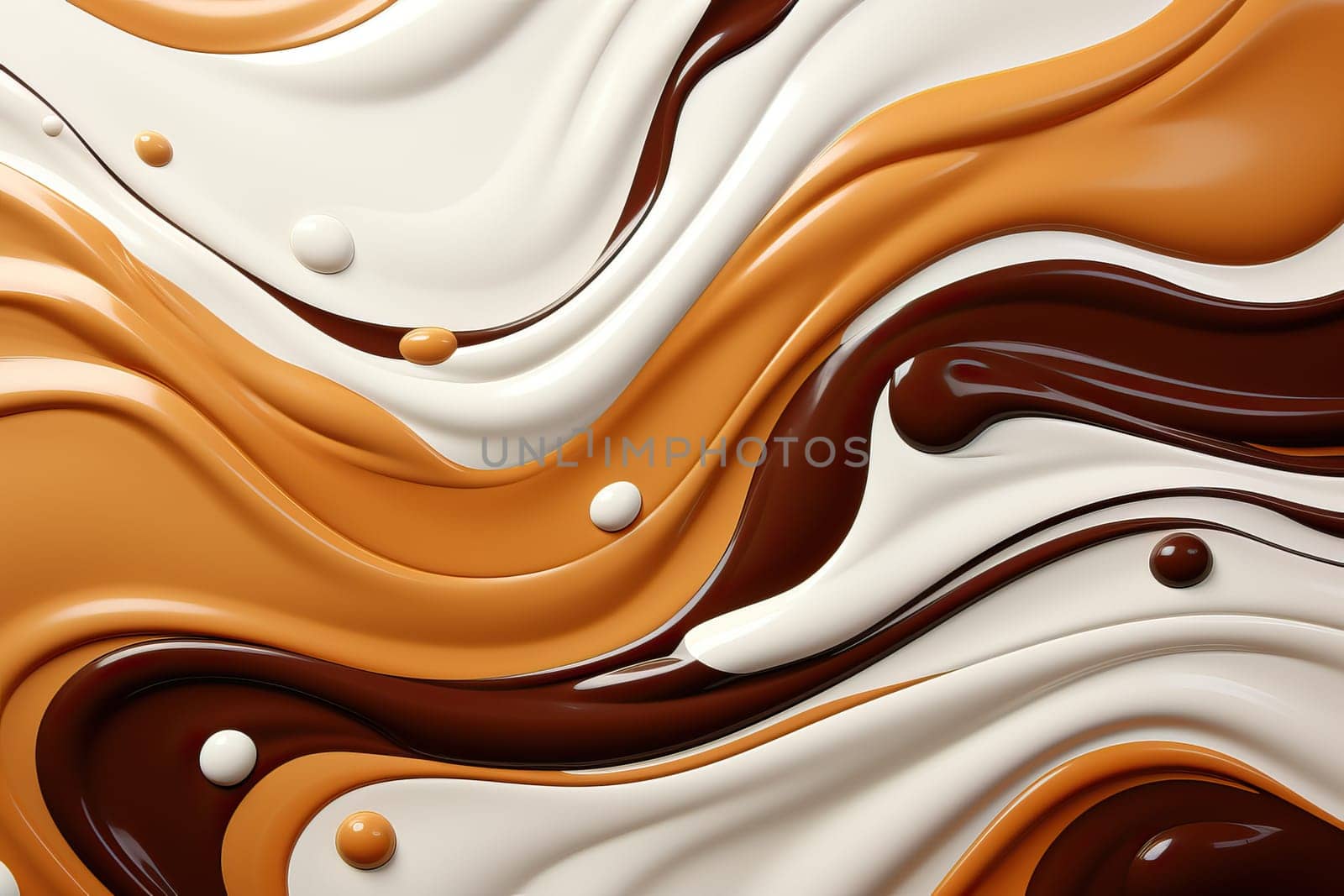 Texture from patterns of melted chocolate of different flavors, chocolate background.