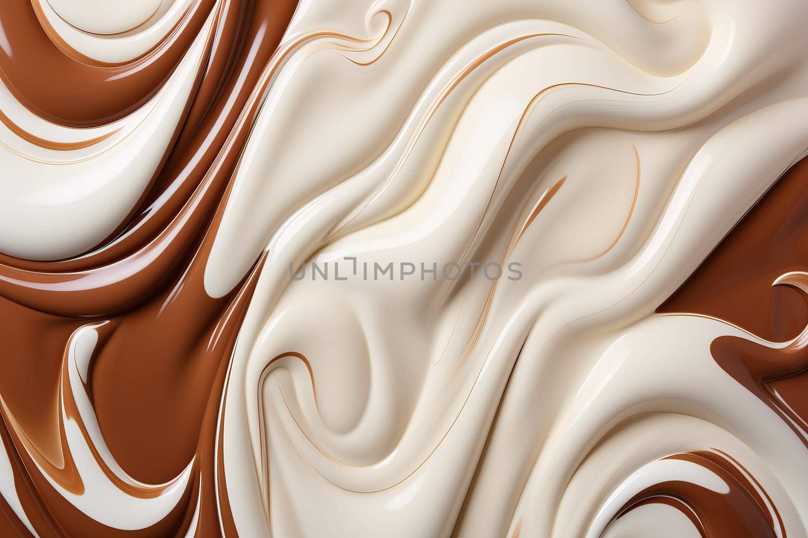 Texture from patterns of melted chocolate of different flavors, chocolate background.