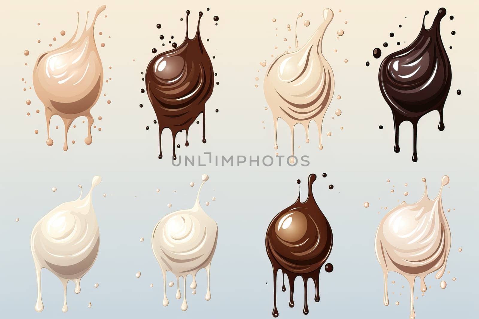Smeared drops of chocolate on a white background by Niko_Cingaryuk