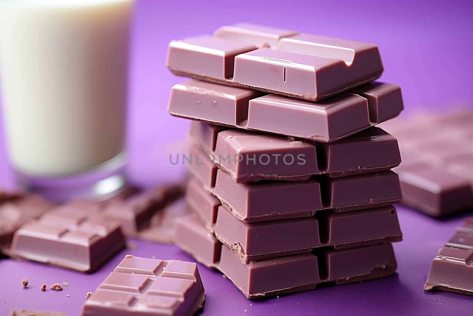 A chocolate bar with a purple tint on a purple background. by Niko_Cingaryuk
