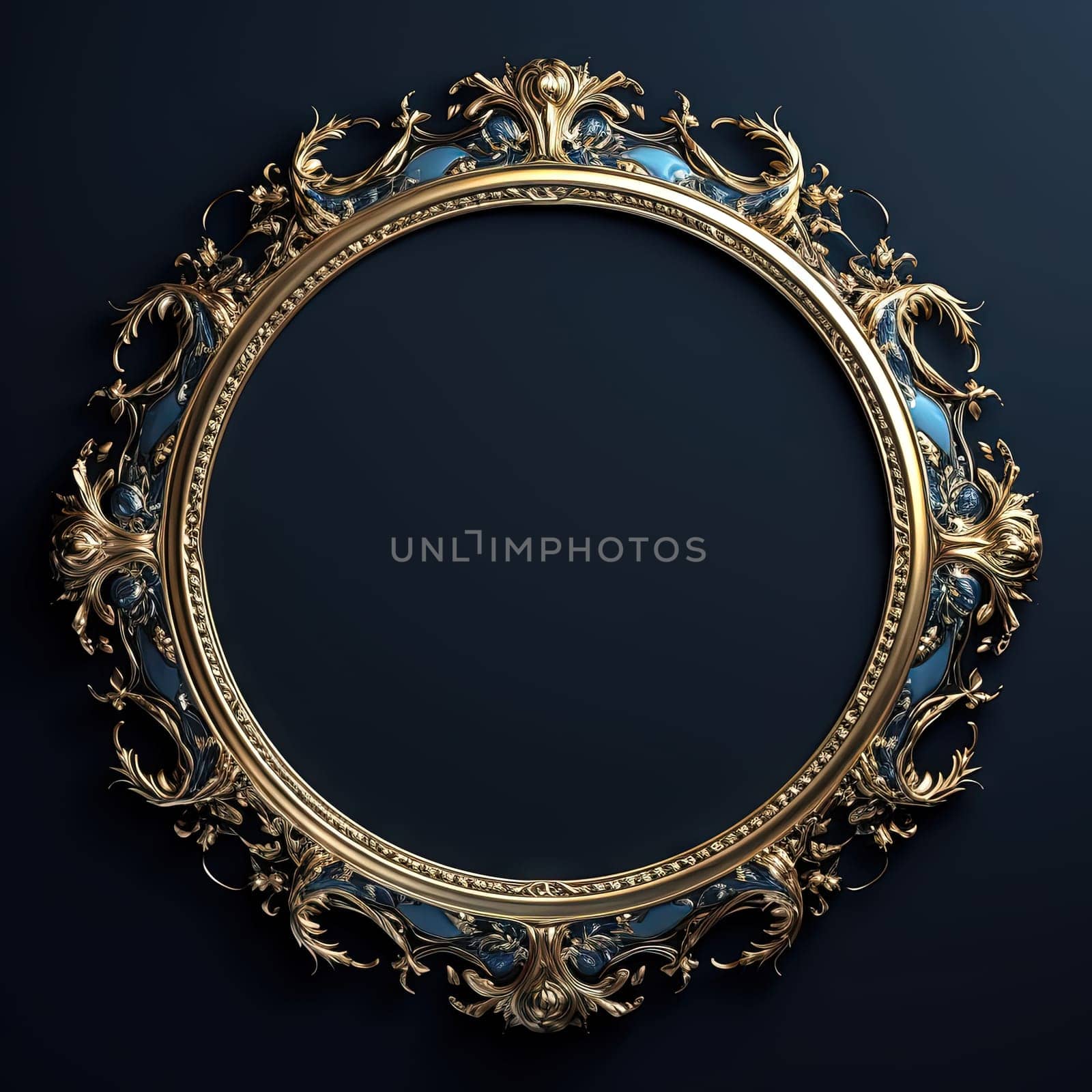 Round frame in art nouveau style with ornament. Retro frame with fairytale and magic decoration. Generated AI