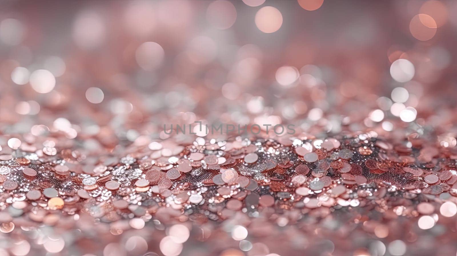 Abstract shiny background with pink glitter. Scattered confetti sparkles with light rose pastel color. Generated AI. by SwillKch