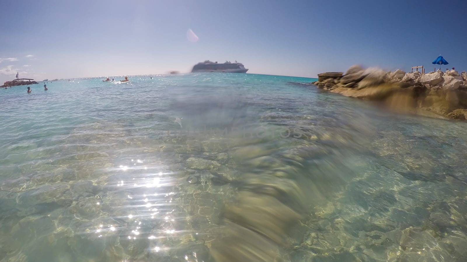 Tropical beach of Princess Cays Island in Bahamas