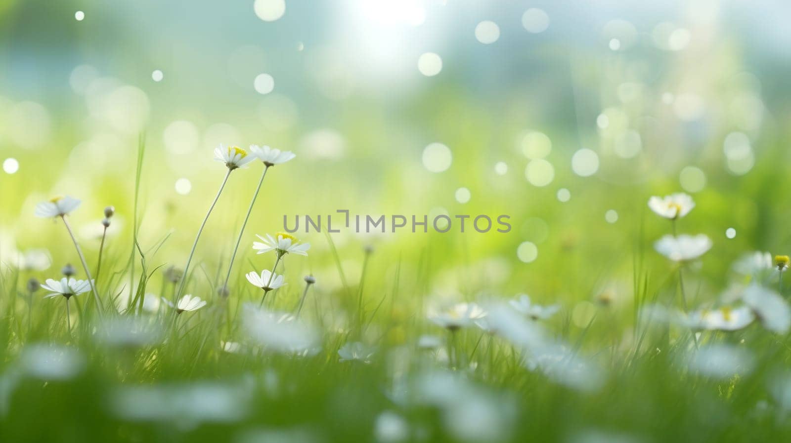 A serene meadow brimming with daisies bathed in sunlight - Spring relative background by chrisroll