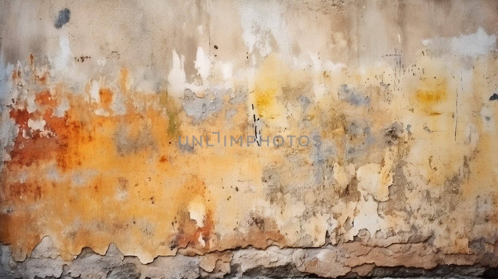Rusted Wall With Yellow and Orange Paint by chrisroll