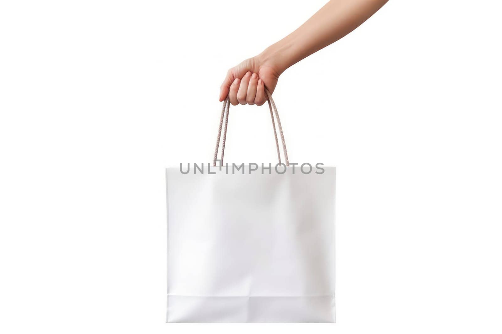 hand holding a shopping bag design mockup Generative AI.