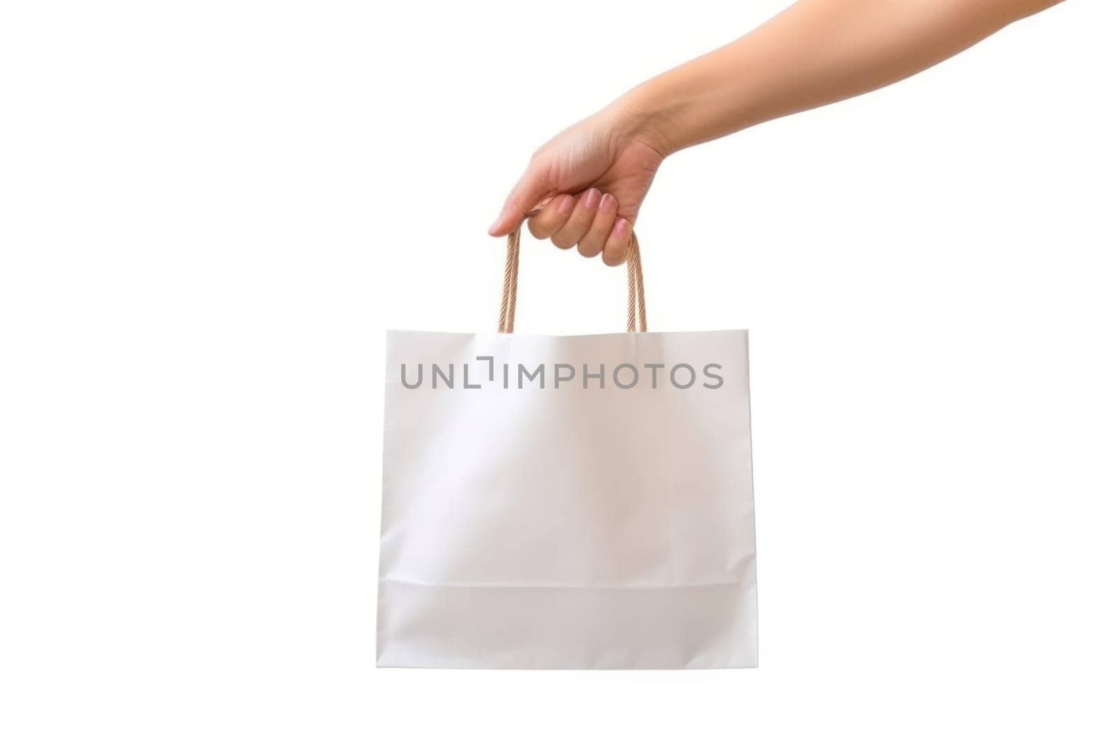 hand holding a shopping bag design mockup Generative AI.